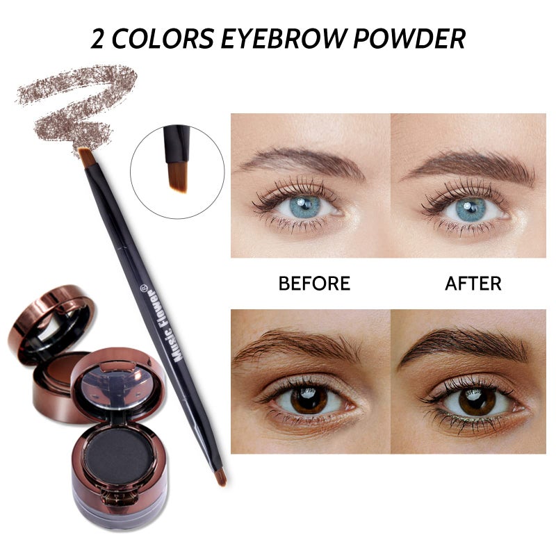 Music Flower Gel Eyeliner Eyebrow Powder, Black and Brown Waterproof Smudgeproof Long Lasting Makeup Eyeliner Gel with Brush Mirror, 0.49 Ounce, Pack of 2 - Image 4