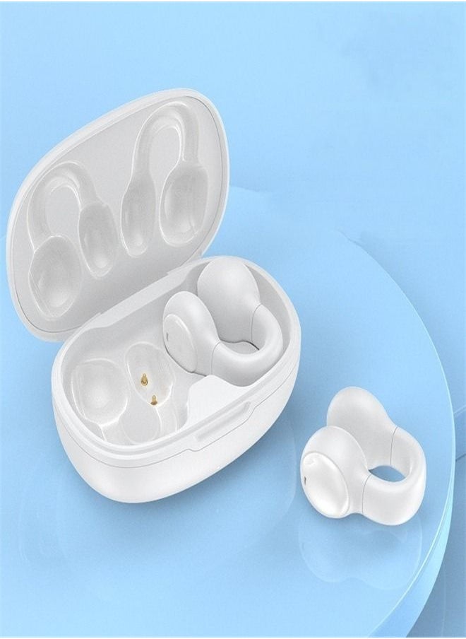 M MIAOYAN - TWS Ear Clip Earphones True Wireless Bluetooth Sports Music Earbuds Headphones White - Image 1