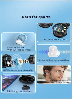 M MIAOYAN TWS Ear Clip Earphones True Wireless Bluetooth Sports Music Earbuds Headphones White  - Image 5