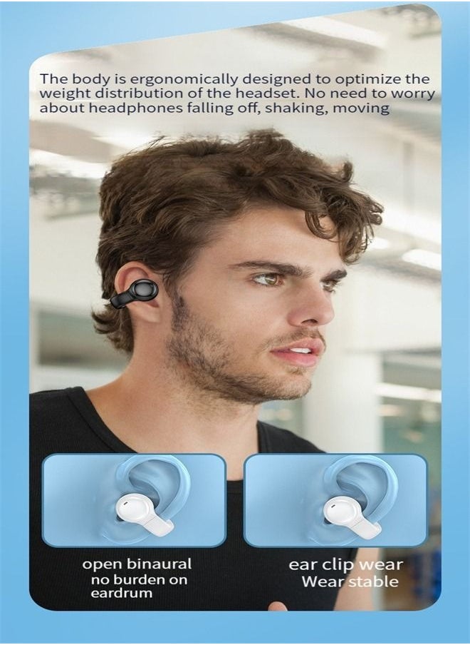 M MIAOYAN - TWS Ear Clip Earphones True Wireless Bluetooth Sports Music Earbuds Headphones White - Image 1