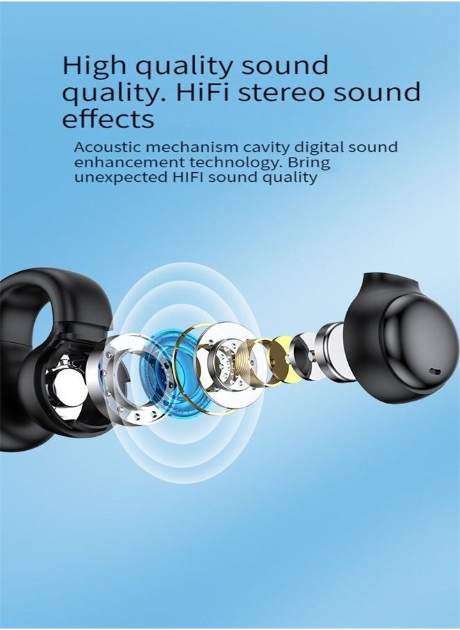 M MIAOYAN - TWS Ear Clip Earphones True Wireless Bluetooth Sports Music Earbuds Headphones White - Image 1