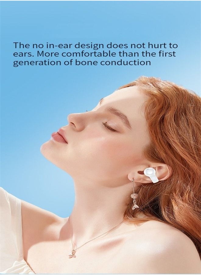 M MIAOYAN - TWS Ear Clip Earphones True Wireless Bluetooth Sports Music Earbuds Headphones White - Image 1
