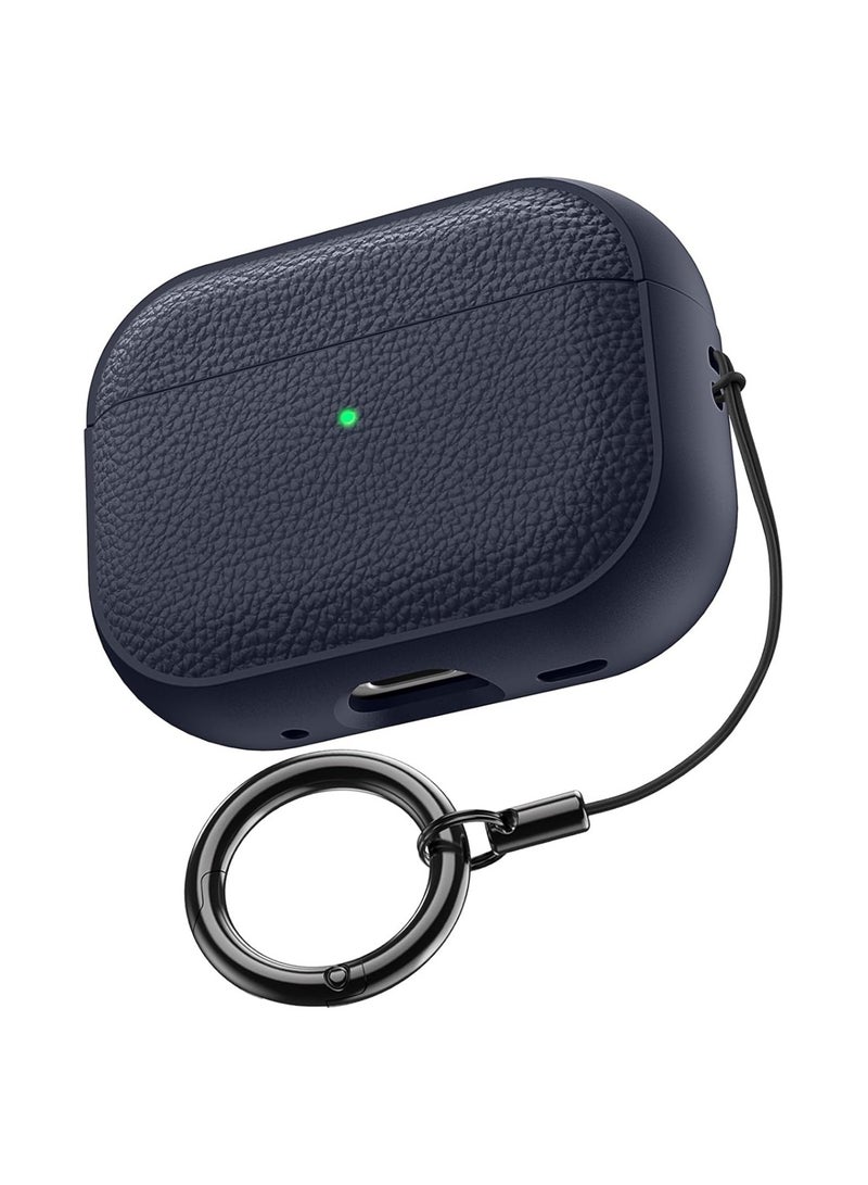 جراب AirPods Pro 3 (إصدار 2025)، غطاء حماية ضد السقوط مع سلسلة مفاتيح، متوافق مع الجيل الثالث، جلد صناعي بملمس الليتشي، وحافظة TPU مضادة للصدمات - Image 1