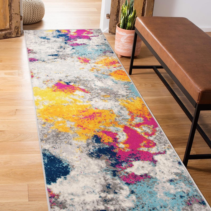 Rugshop Rugshop Sky Collection Modern Abstract Runner Rug 2 x 7 Multi