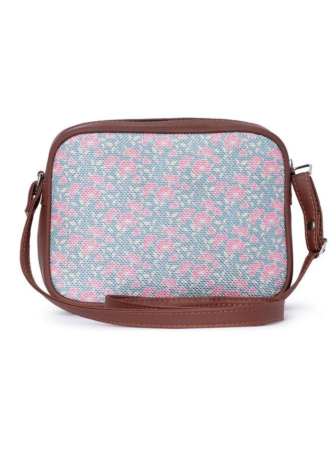 ZOUK حقيبة كتانية مزخرفة زوك للنساء من الجلد النباتي الأزرق لحقيبة كاجوال للسفر للفتيات/السيدات - Image 2