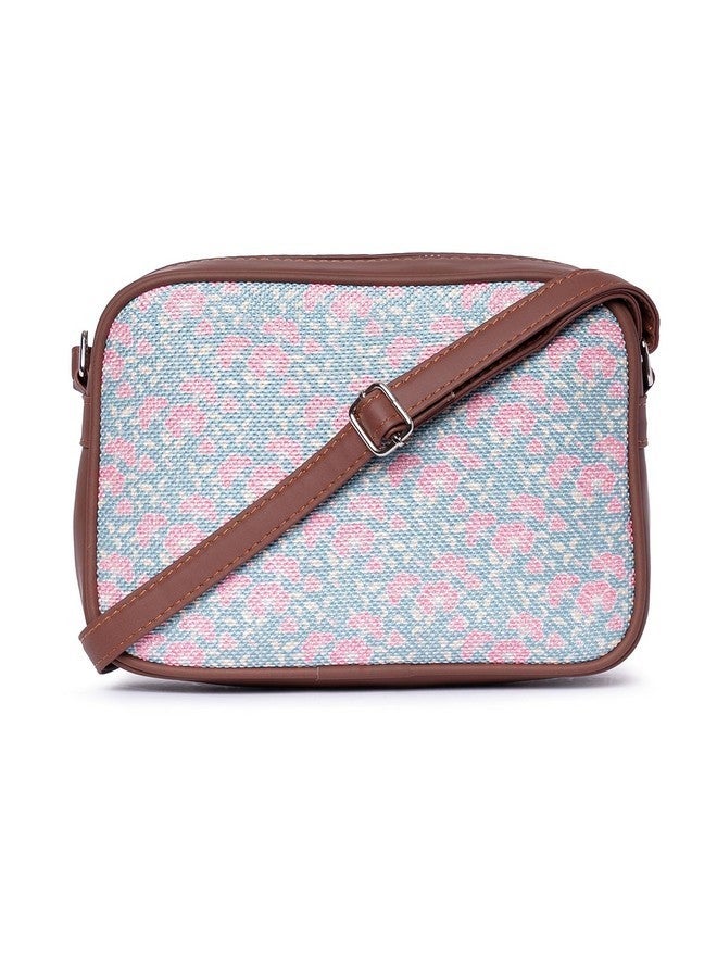 ZOUK حقيبة كتانية مزخرفة زوك للنساء من الجلد النباتي الأزرق لحقيبة كاجوال للسفر للفتيات/السيدات - Image 1