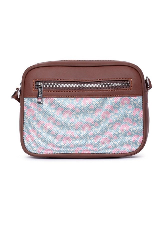 ZOUK حقيبة كتانية مزخرفة زوك للنساء من الجلد النباتي الأزرق لحقيبة كاجوال للسفر للفتيات/السيدات - Image 4