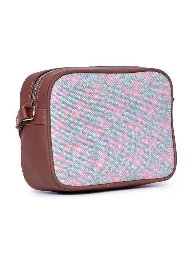 ZOUK حقيبة كتانية مزخرفة زوك للنساء من الجلد النباتي الأزرق لحقيبة كاجوال للسفر للفتيات/السيدات - Image 3