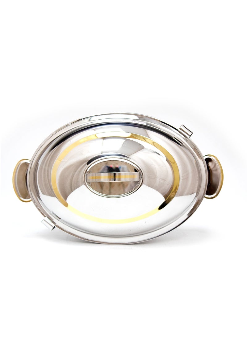 Sanjana Stainless Steel Insulated Samina Oval Shape Hotpot with Lid Lock Holder 12000ML  - Image 2