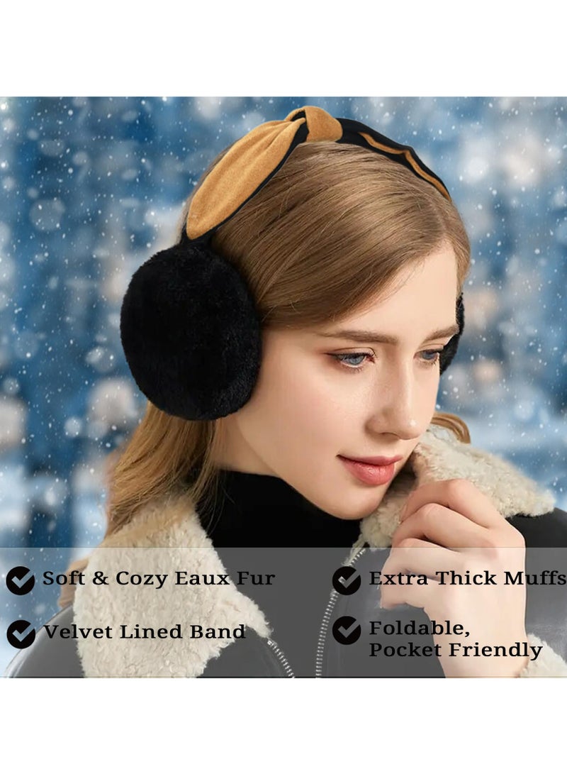 Cozy Women's Faux Fur Ear Muffs, Warm, Foldable Winter Ear Warmers for Ultimate Comfort - Image 2