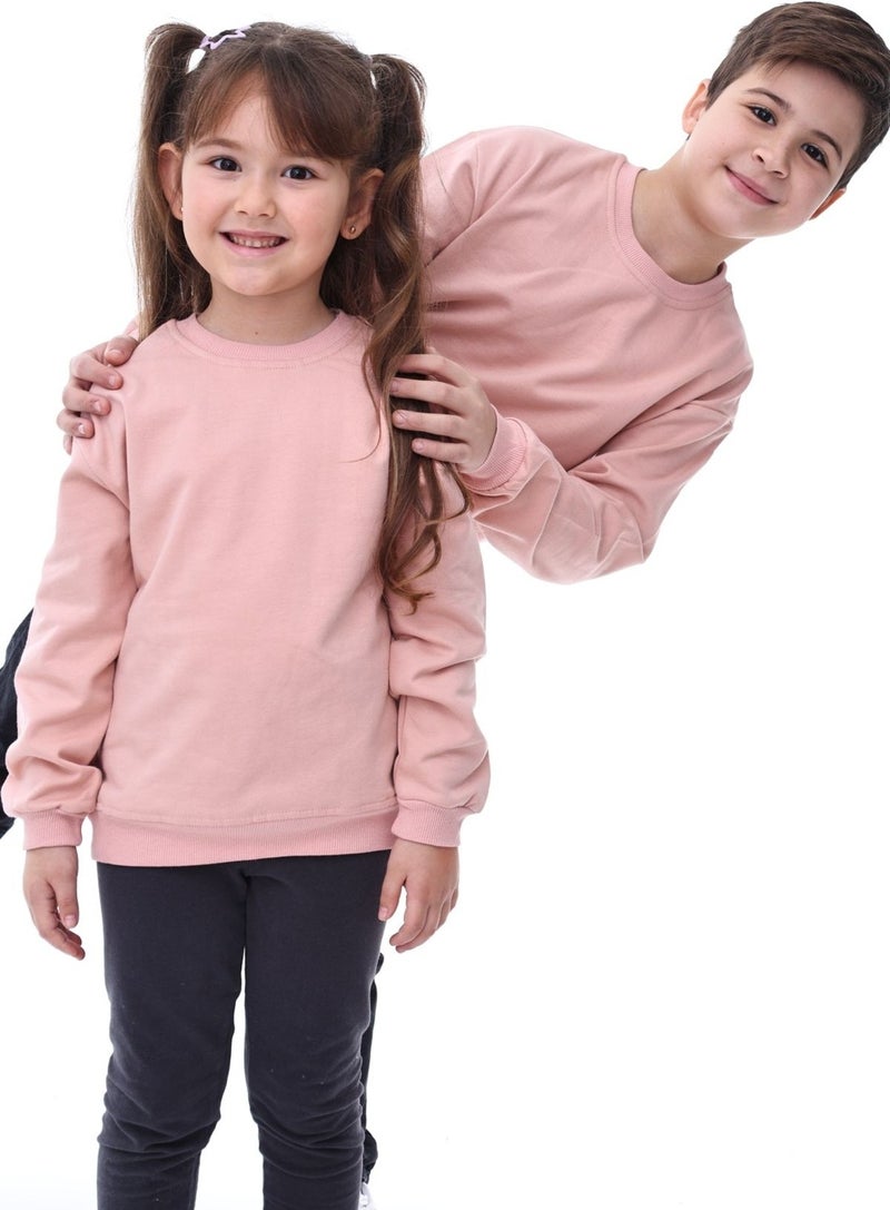 Zuzunga 2-Pack Basic Raised Kids Sweatshirt 3-10 Years Powder-Cream - Image 1