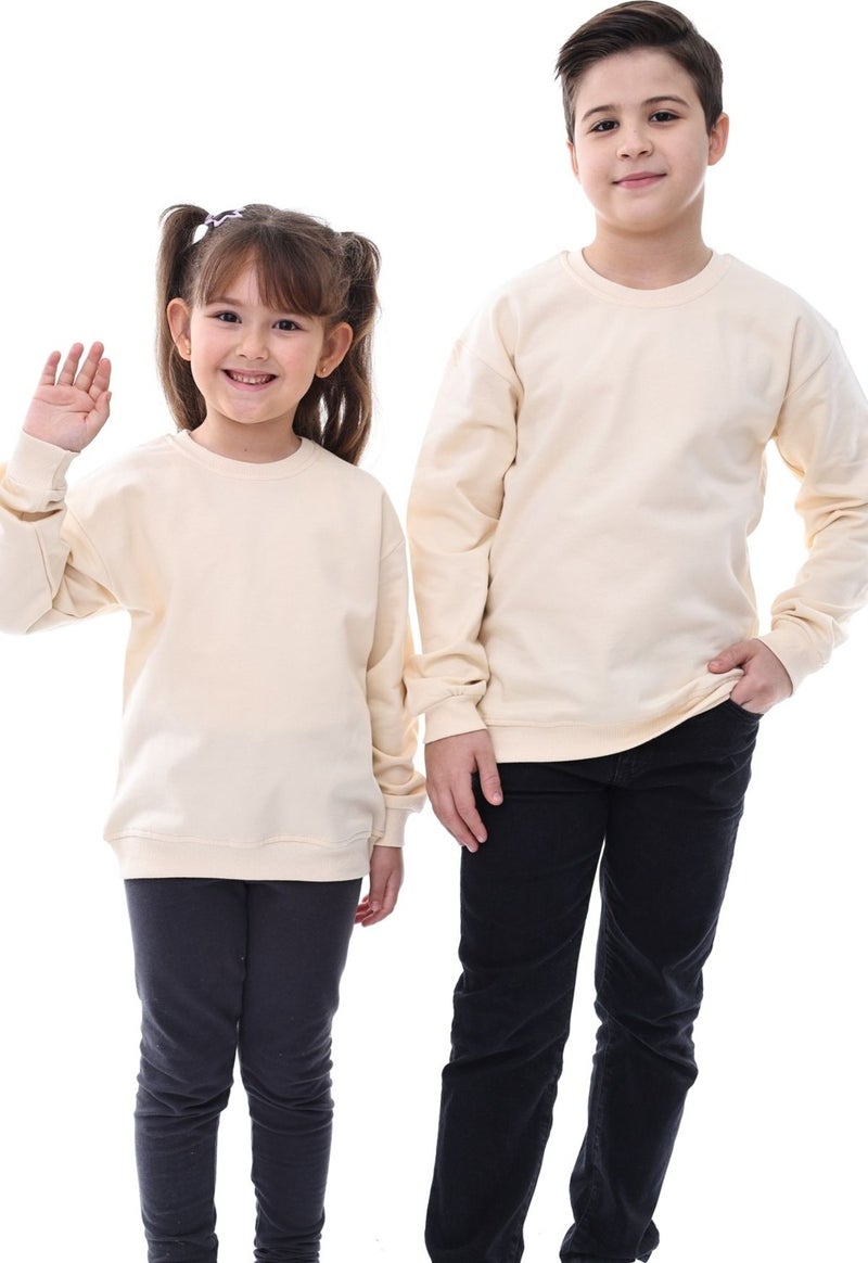 Zuzunga 2-Pack Basic Raised Kids Sweatshirt 3-10 Years Powder-Cream - Image 2