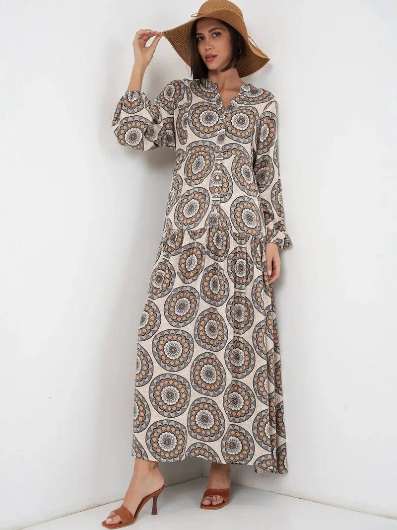 بيغ دارت BDART Patterned V-Neck Maxi Dress