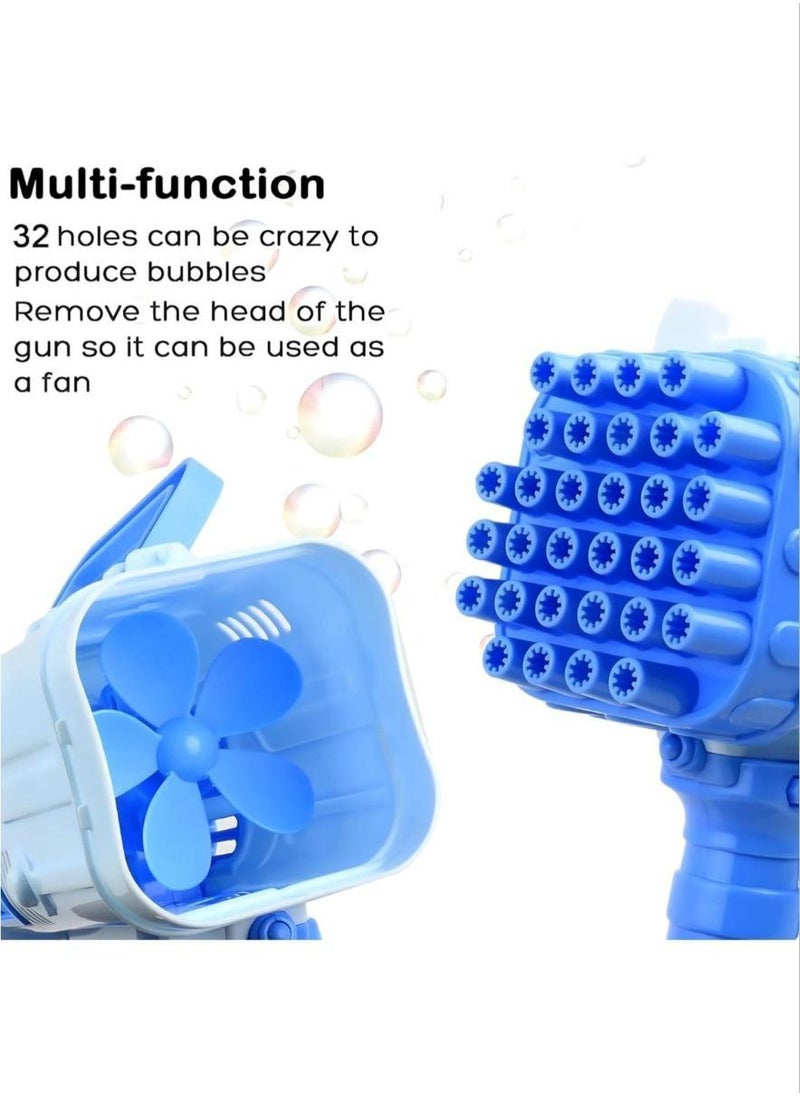 Generic Nikko 32 Hole Large Electric Gatling Bubble Maker with LED Lights and Soap Solution for Kids (Blue)  - Image 2