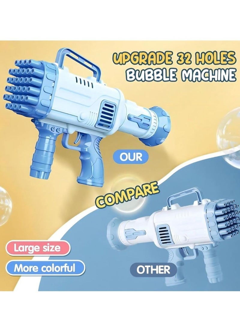 Generic Nikko 32 Hole Large Electric Gatling Bubble Maker with LED Lights and Soap Solution for Kids (Blue)  - Image 1