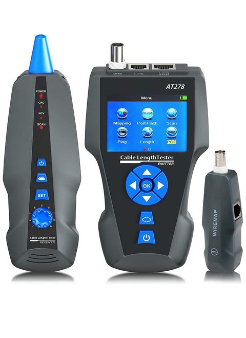 Network Cable Tester, AT278 TDR Multi-functional LCD Tracker For RJ45, RJ11, BNC, Metal Cable, PING/POE NF-8601S