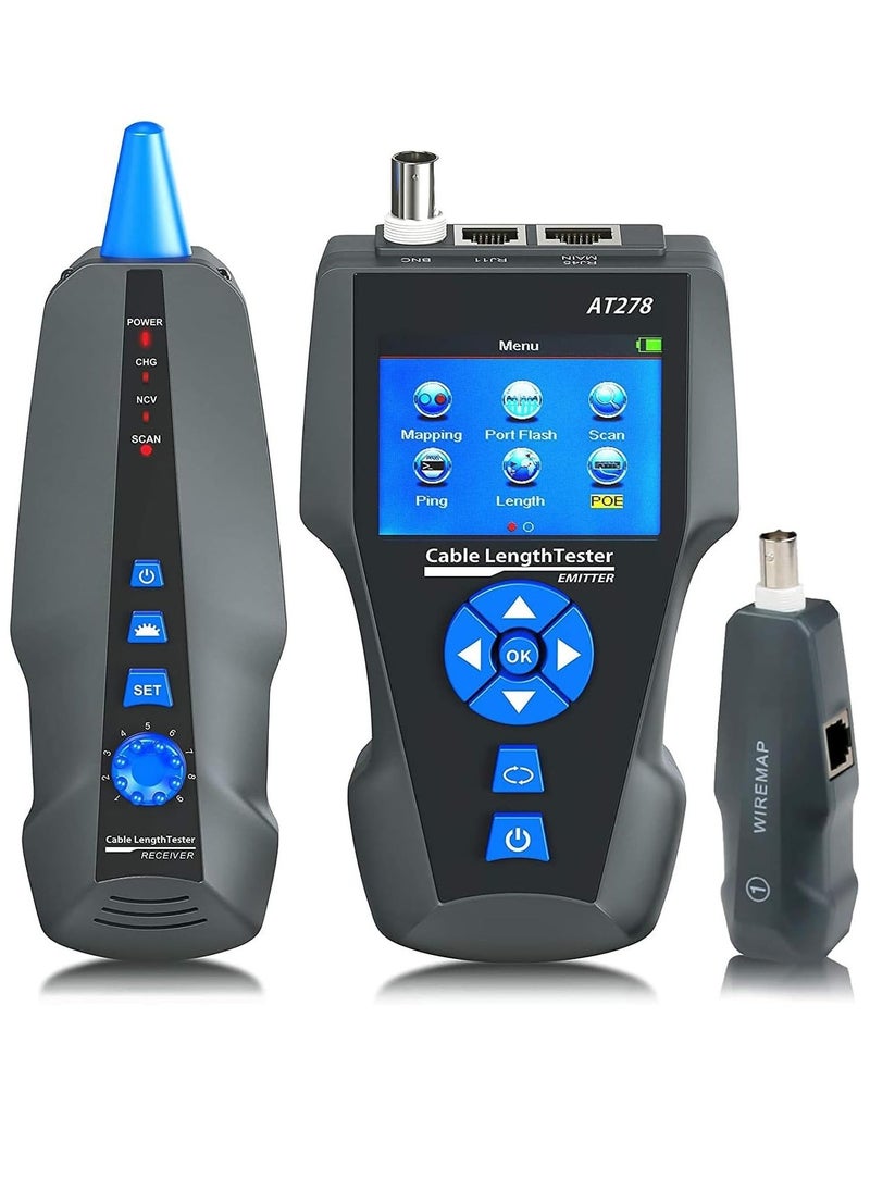Generic Network Cable Tester, AT278 TDR Multi-functional LCD Tracker For RJ45, RJ11, BNC, Metal Cable, PING/POE NF-8601S  - Image 1
