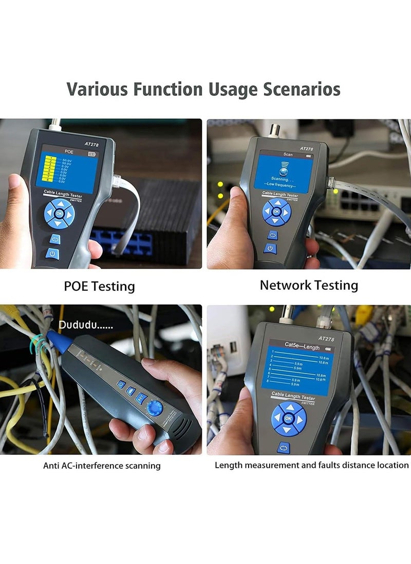 Generic Network Cable Tester, AT278 TDR Multi-functional LCD Tracker For RJ45, RJ11, BNC, Metal Cable, PING/POE NF-8601S  - Image 4