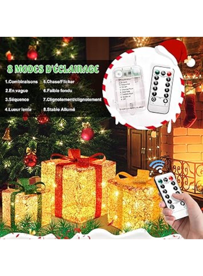 Set of 3 Luminous Gift Boxes for Christmas Decorations - Image 4