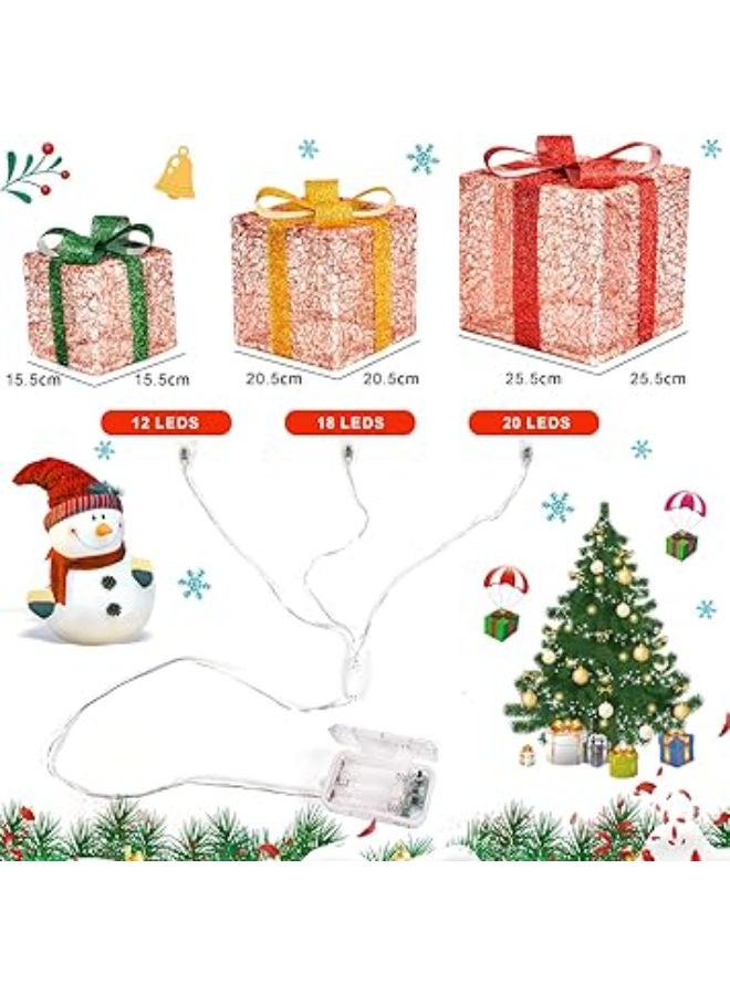 Set of 3 Luminous Gift Boxes for Christmas Decorations - Image 2