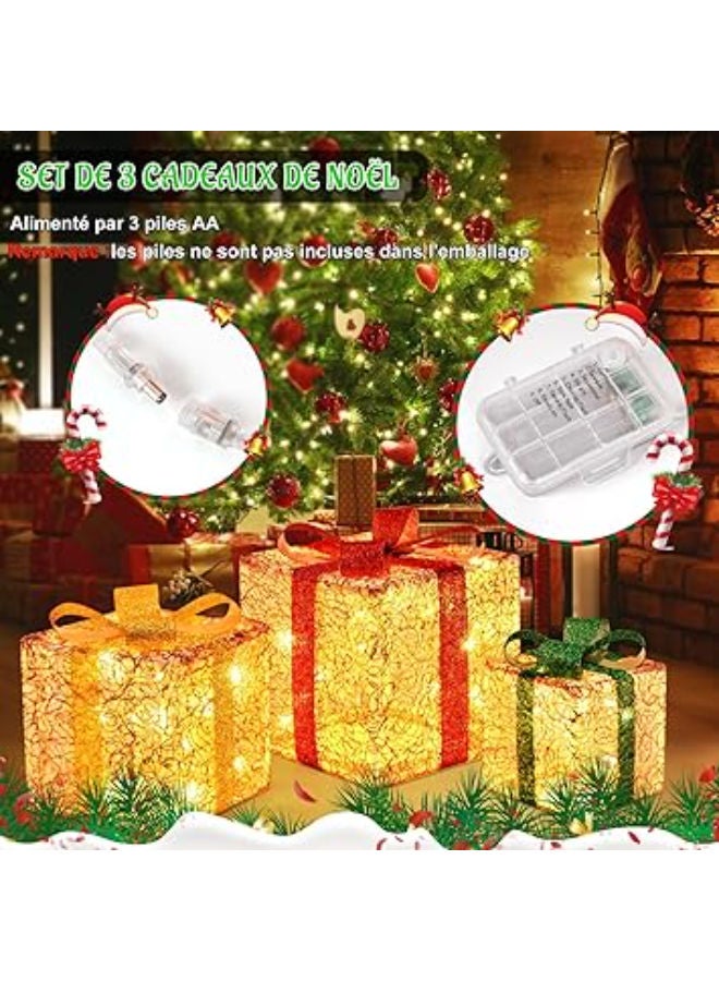 Set of 3 Luminous Gift Boxes for Christmas Decorations - Image 3