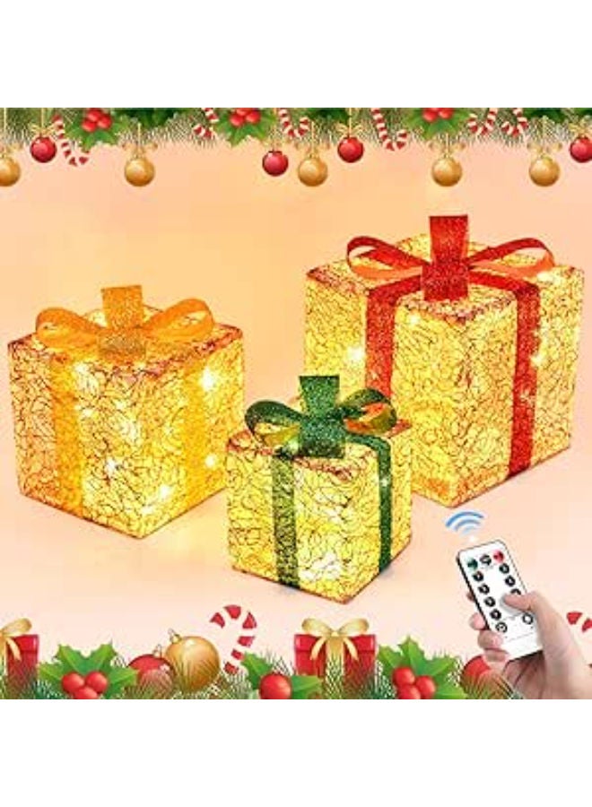 Set of 3 Luminous Gift Boxes for Christmas Decorations - Image 1