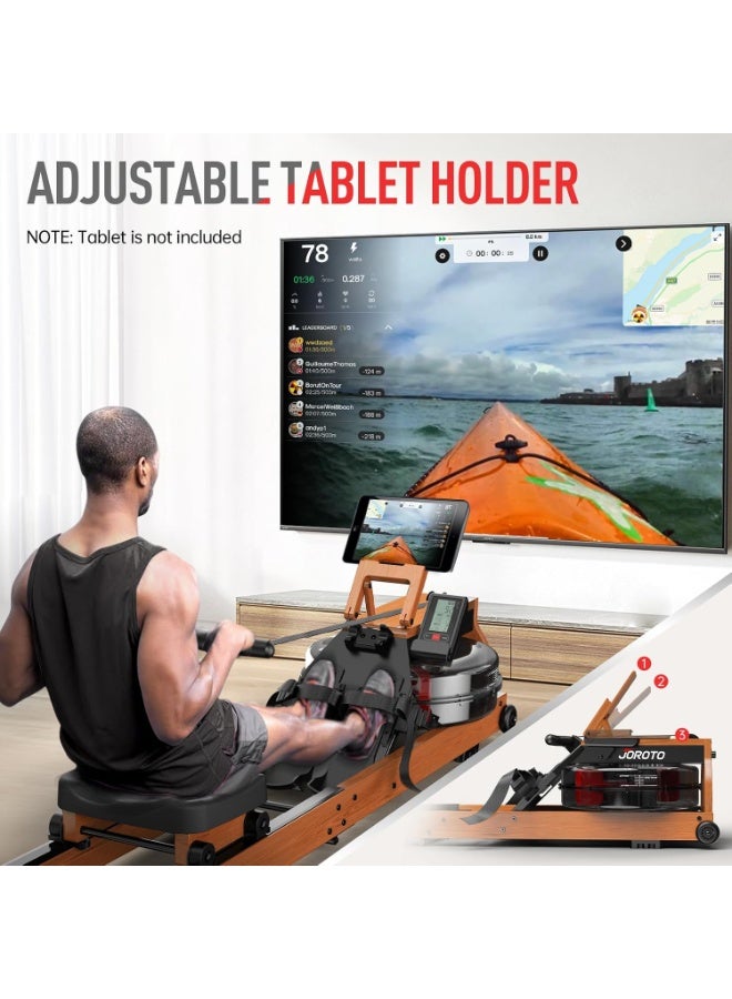 JOROTO Water Rowing Machines for Home Use,Foldable Rowing Machine Oak Wood Rower Machine with Large Water Tank,350LBS Weight Capacity,Bluetooth Monitor,Tablet Holder - Image 4