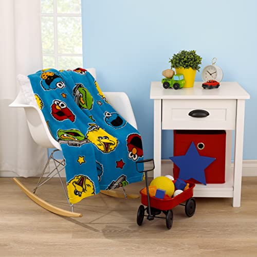NoJo Sesame Street Come and Play Blue, Green, Red and Yellow, Elmo, Big Bird, Cookie Monster, and Oscar The Grouch Toddler Blanket - Image 3