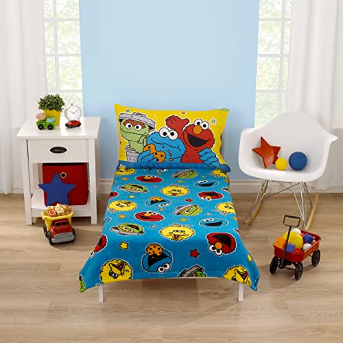 NoJo Sesame Street Come and Play Blue, Green, Red and Yellow, Elmo, Big Bird, Cookie Monster, and Oscar The Grouch Toddler Blanket - Image 4
