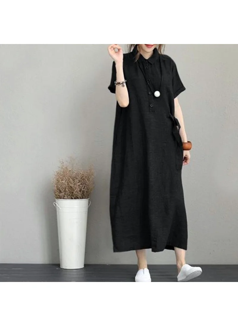 Barbora Daily Short Sleeve Full Length Summer Casual Women's Dress TR245BLACK2