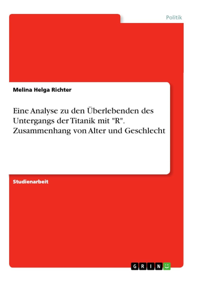 Eine Analyse zu den Überlebenden des Untergangs der Titanik mit "R". Zusammenhang von Alter und Geschlecht 