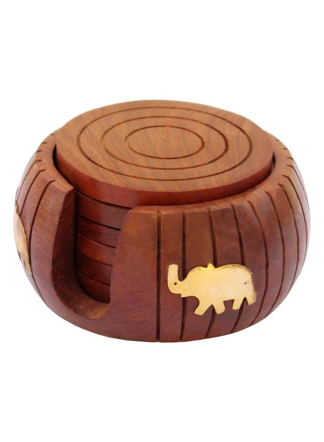 ITOS365 Wooden Drink Coasters Wood Table Coaster Set Of 6 For Tea Cups Coffee Mugs Beer Cans Bar Tumblers And Water Glasses, Home Décor - Image 1