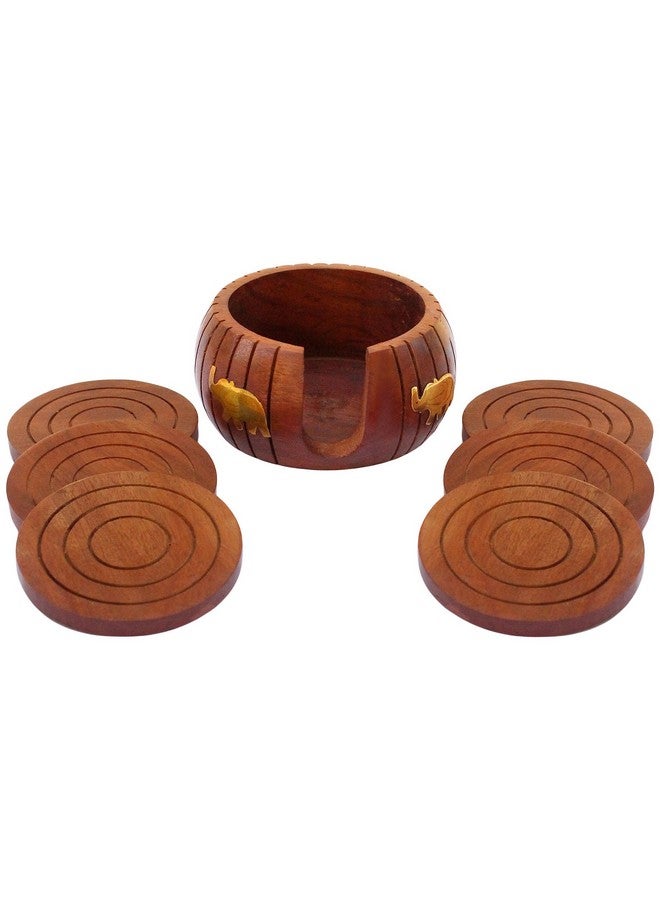 ITOS365 Wooden Drink Coasters Wood Table Coaster Set Of 6 For Tea Cups Coffee Mugs Beer Cans Bar Tumblers And Water Glasses, Home Décor - Image 2