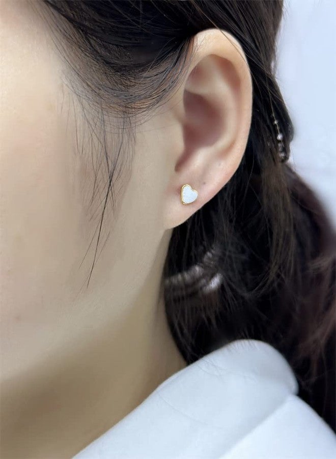 Dtja 18g Titanium Heart Love Earrings for Women Girls 14k Gold Plated Stainless Steel Hypoallergenic Cute Tiny Sequins Stud Cartilage Tragus Screw Back Post Piercing Sensitive Ear, Metal, No Gemstone - Image 3