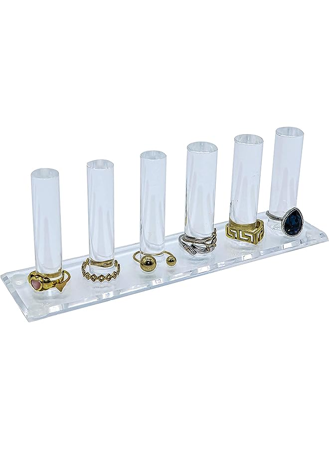 PROMASS Rod Ring Holder Jewelry Stand, Clear Acrylic Ring Display Organizer For Girls Room, Small Cylinder Storage For Multiple Rings For Women - Image 1