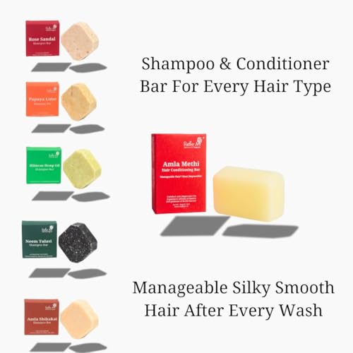 Rustic Art Amla Shikakai Shampoo Bar + Amla Methi Conditioning Bar | Herbal 2-Step Hair Fall Control & Nourishment | Sulphate & Paraben Free - Image 5