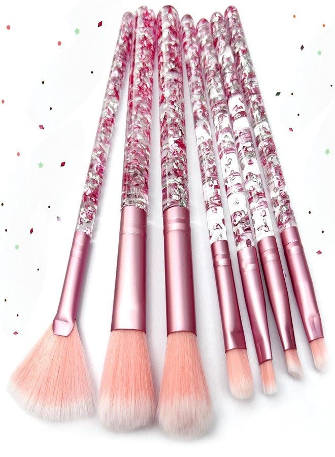 Zoolinn 7PCS Pink Unicorn Makeup Brushes Set, Kit for Blush, Lip, Foundation, Eyebrow, Loose Powder, Eye Shadow and Fan Brushes with Glitter, Creative Gift - Image 1
