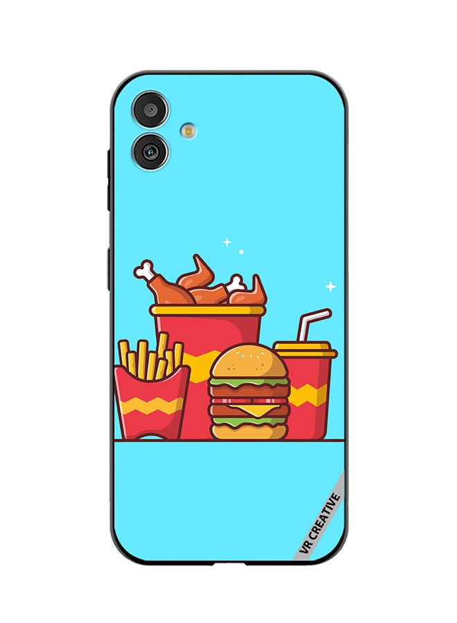 VR CREATIVE Protective Case Cover For Samsung Galaxy M13 5G Burger With Fried Chicken, French Fries And Soda Cartoon Design Multicolour - Image 1