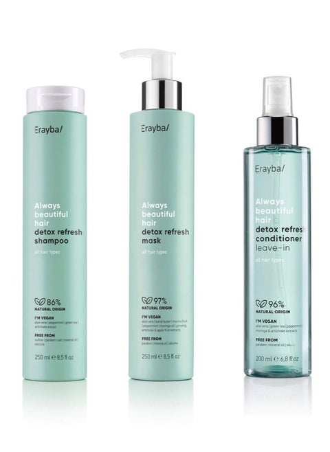 Always Beautiful Hair Detox Set Refreshing Shampoo 250ml Refreshing Mask 250ml Refreshing Conditioner 200ml