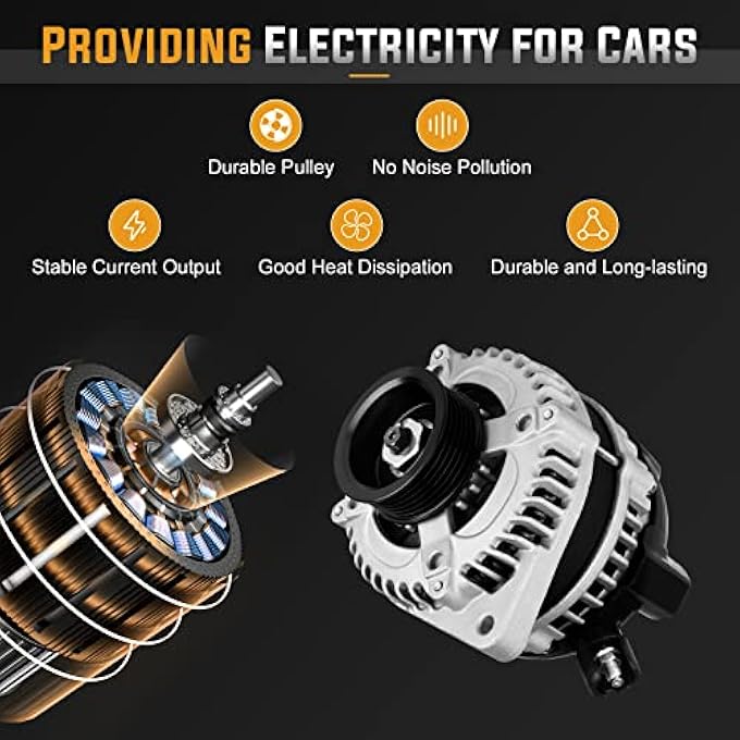 ILONPA Alternator Replacement Compatible with Acura MDX 2003-2009 3.5L, RL 2005-2008 3.5L, TL 2004-2008, Honda Odyssey 05-07, Pilot 05-08, Ridgeline 2006-2008 Replace 31100-RDJ-A01 AND0339 VND0339 - Image 5