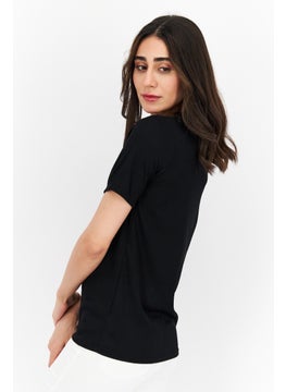 Miss Selfridge Women Petite Crew Neck Shorts Sleeves Ribbed Blouse, Black  - Image 4