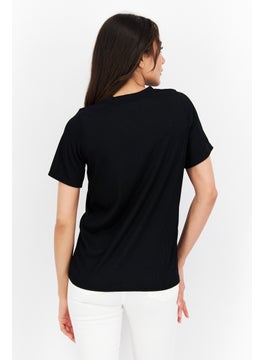Miss Selfridge Women Petite Crew Neck Shorts Sleeves Ribbed Blouse, Black  - Image 3