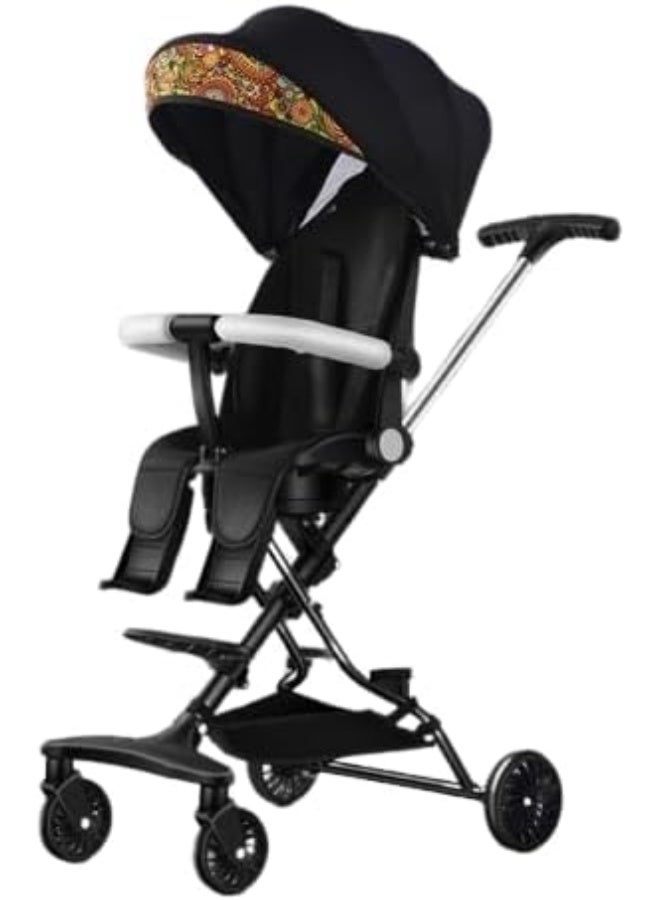 Travel Stroller for Airplane- Portable Compact Airport Stroller - Small Stroller for Toddler Travel - All Terrain Stroller for Toddler Stroller. (black and orange cap) - Image 1