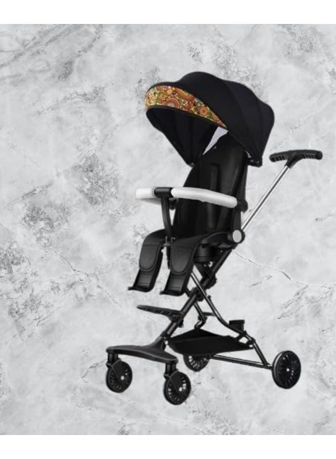 Travel Stroller for Airplane- Portable Compact Airport Stroller - Small Stroller for Toddler Travel - All Terrain Stroller for Toddler Stroller. (black and orange cap) - Image 3