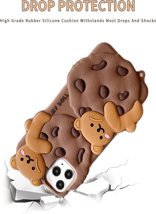 SGVAHY Case for iPhone 16 with Strap Lanyard Keychain Cute Bear Cookie Kawaii Funny Soft Silicone Shockproof Protective Cover for Women Girls - Image 4