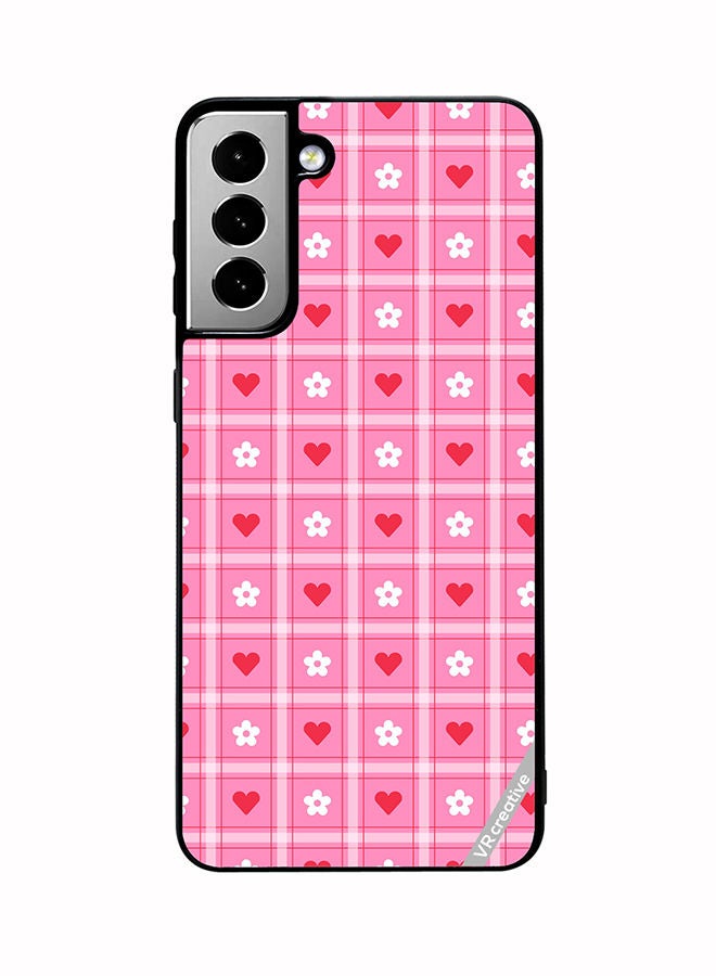 VR CREATIVE Protective Case Cover For Samsung Galaxy S21 FE 5G Cute Heart Love Daisy Flower Red Pink Design Multicolour - Image 1