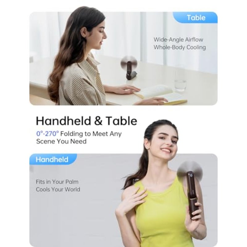 Handheld Fan 8 Plus: All-in-One Mini Fan with 37Hrs Cooling and 4500mAh PowerBank and Flashlight, USB Rechargeable, Portable Pocket Size for Travel, Makeup, Concert, Gifts for Women - Image 4