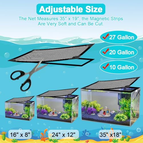 Jaxbo Magnetic Aquarium Cover Lid, DIY Fish Tank lid Anti-Jumping net Cover mesh Terrarium lid Aquarium Hood，Adjustable Size Fit Tank Size Max 35''X19'' - Image 3