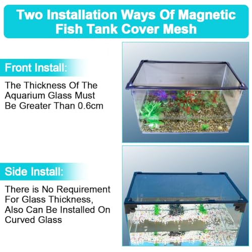 Jaxbo Magnetic Aquarium Cover Lid, DIY Fish Tank lid Anti-Jumping net Cover mesh Terrarium lid Aquarium Hood，Adjustable Size Fit Tank Size Max 35''X19'' - Image 5