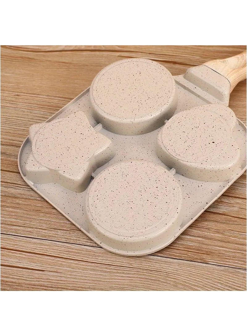 مقلاة حجرية طبية محمولة متعددة الاستخدامات بأربع فتحات وطبق إفطار غير لاصق بثلاثة في واحد، بتصميم شمس وقمر ونجوم، باللون الأسود - Image 5